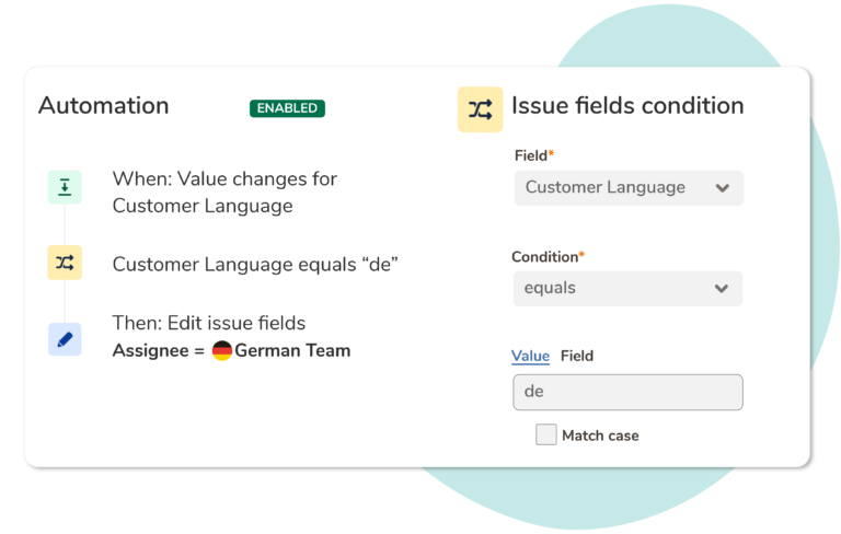 Add automation rules using the Customer Language custom field