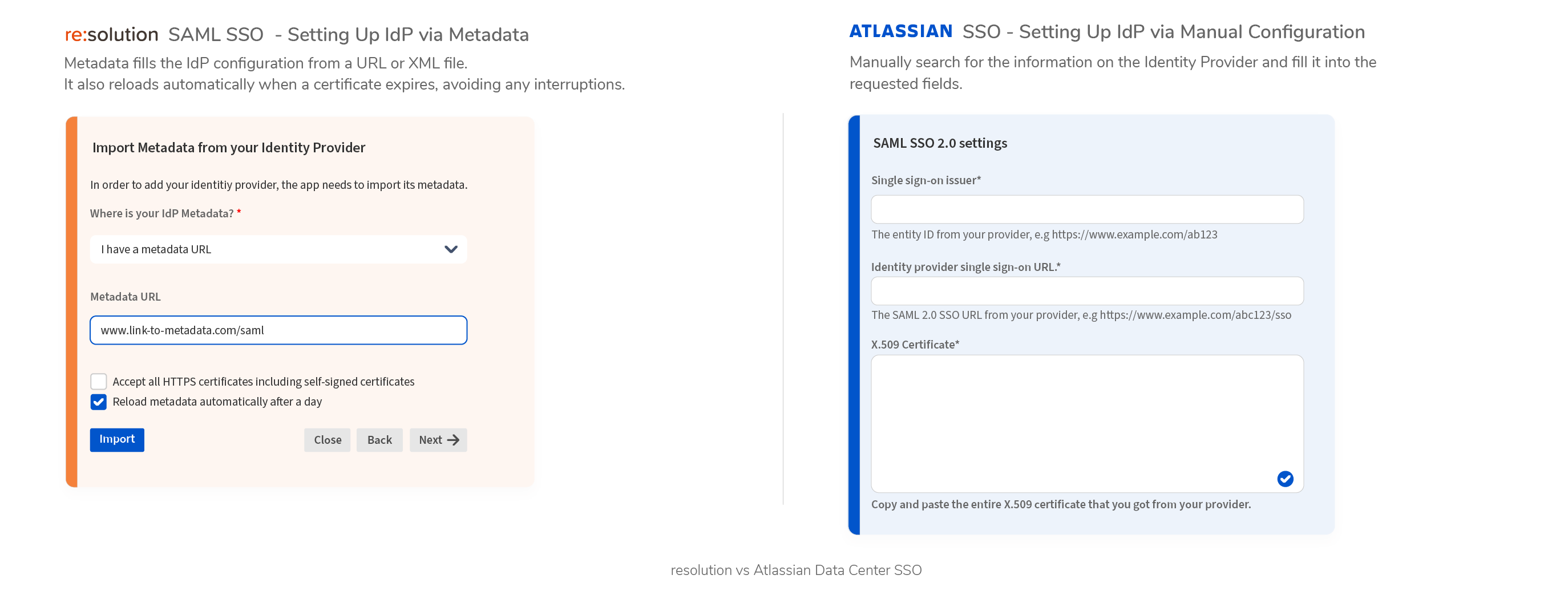 Setting up IdP via Metadata