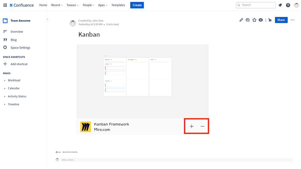 Kanban board read only view miro in Confluence