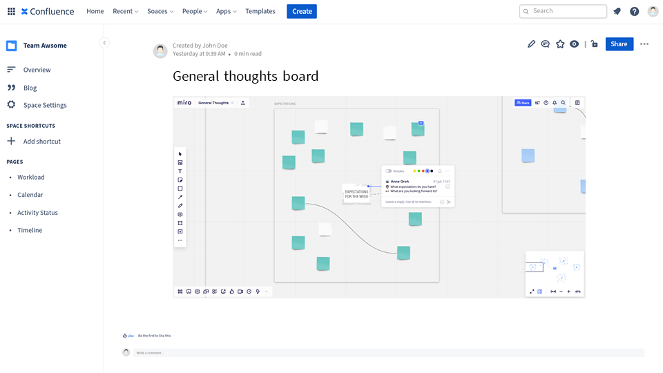 free navigation mode to collabote in miro from Confluence