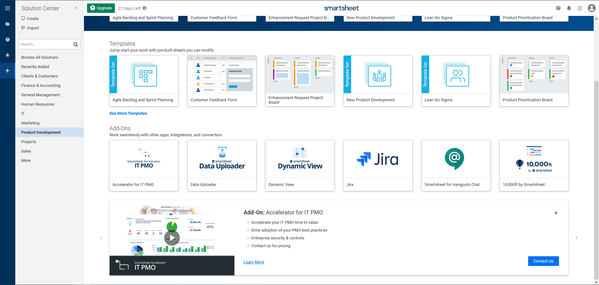 business process templates in Smartsheet