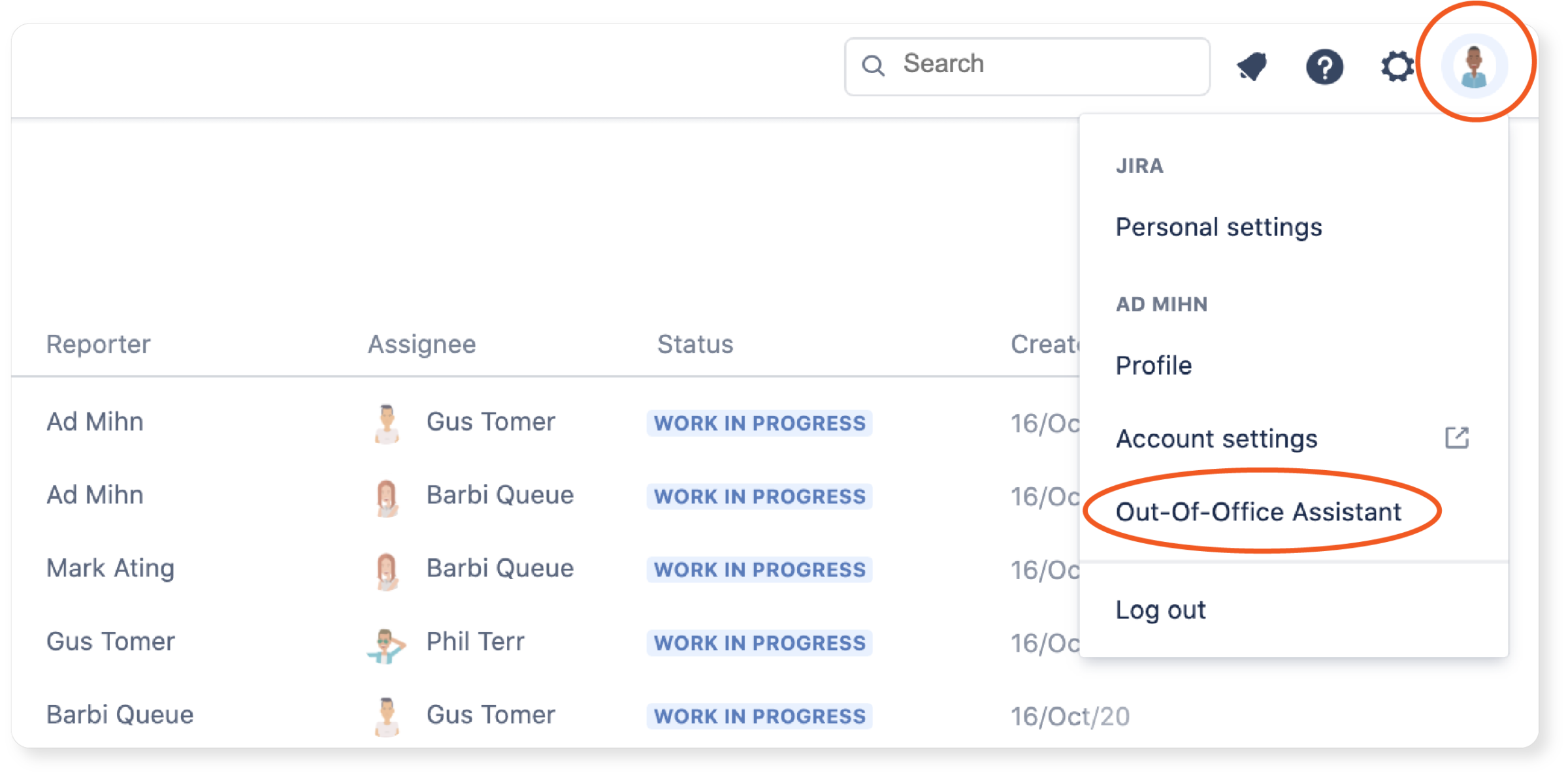 personal profile Jira