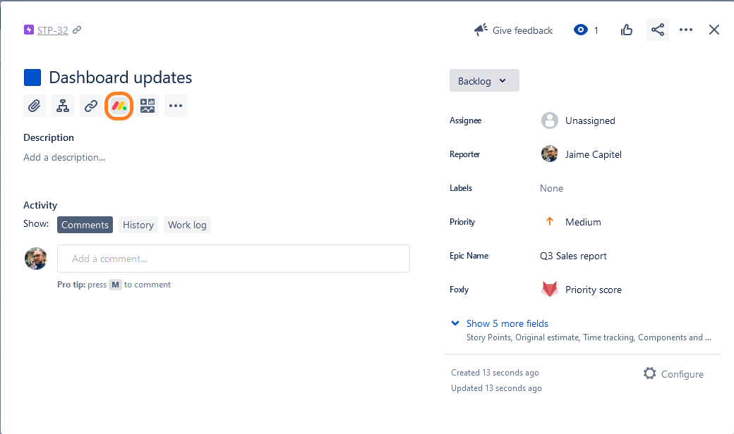 monday.com embed integration in Jira