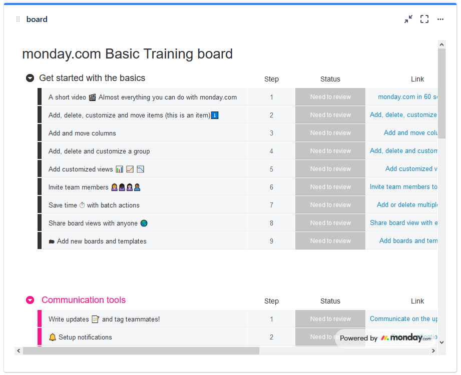 monday,com board gadget in a Jira cloud dashboard