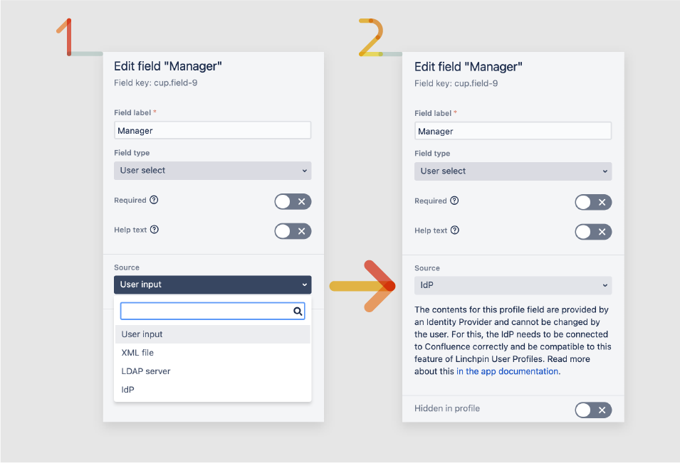 Selecting IdP as the source of data in Linchpin User Profiles