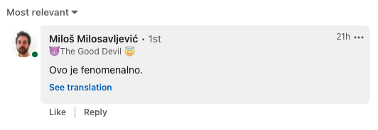 comment in LinkedIn translate button