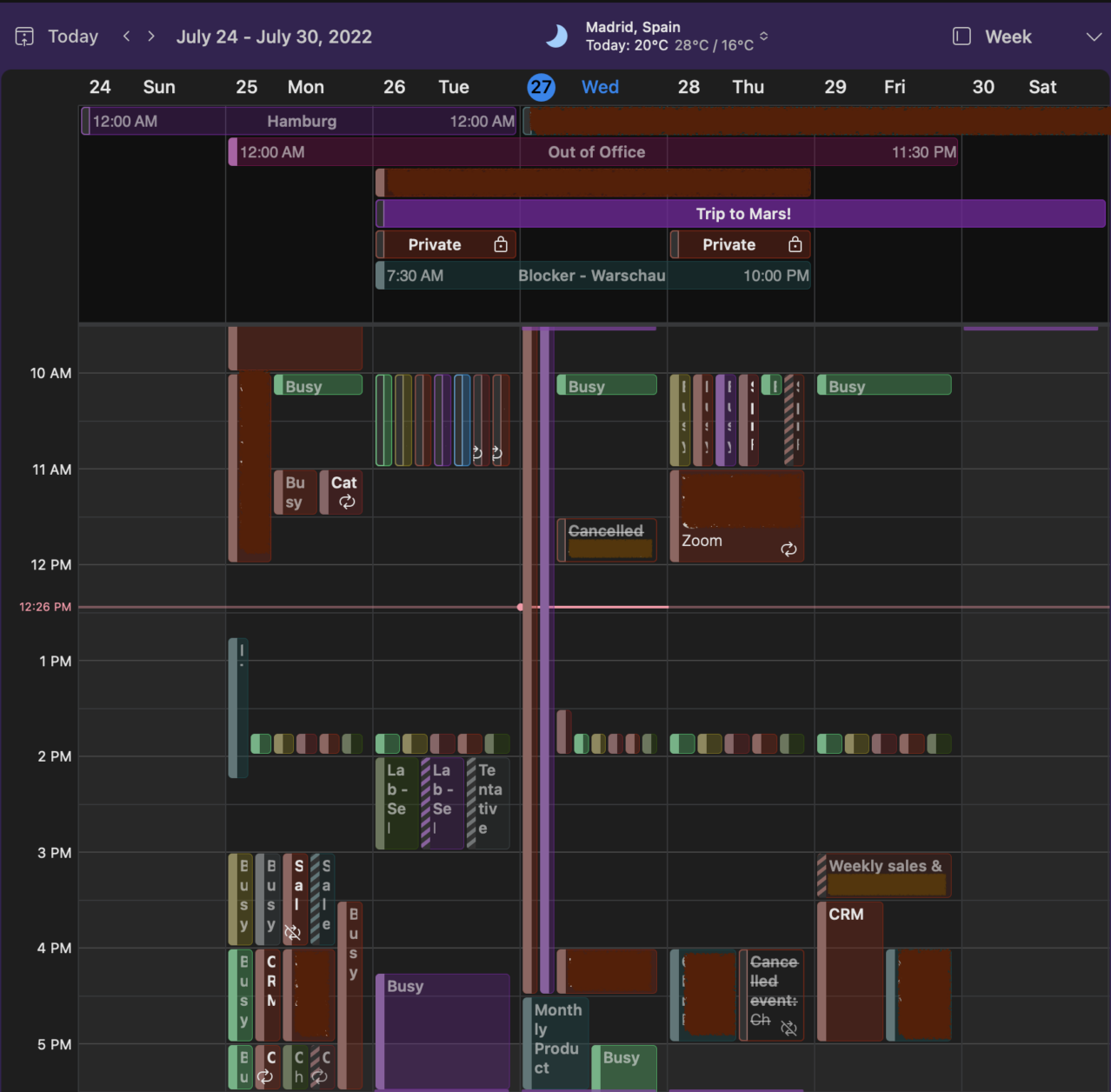 outlook calendar with a vacation that will be synced with Jira