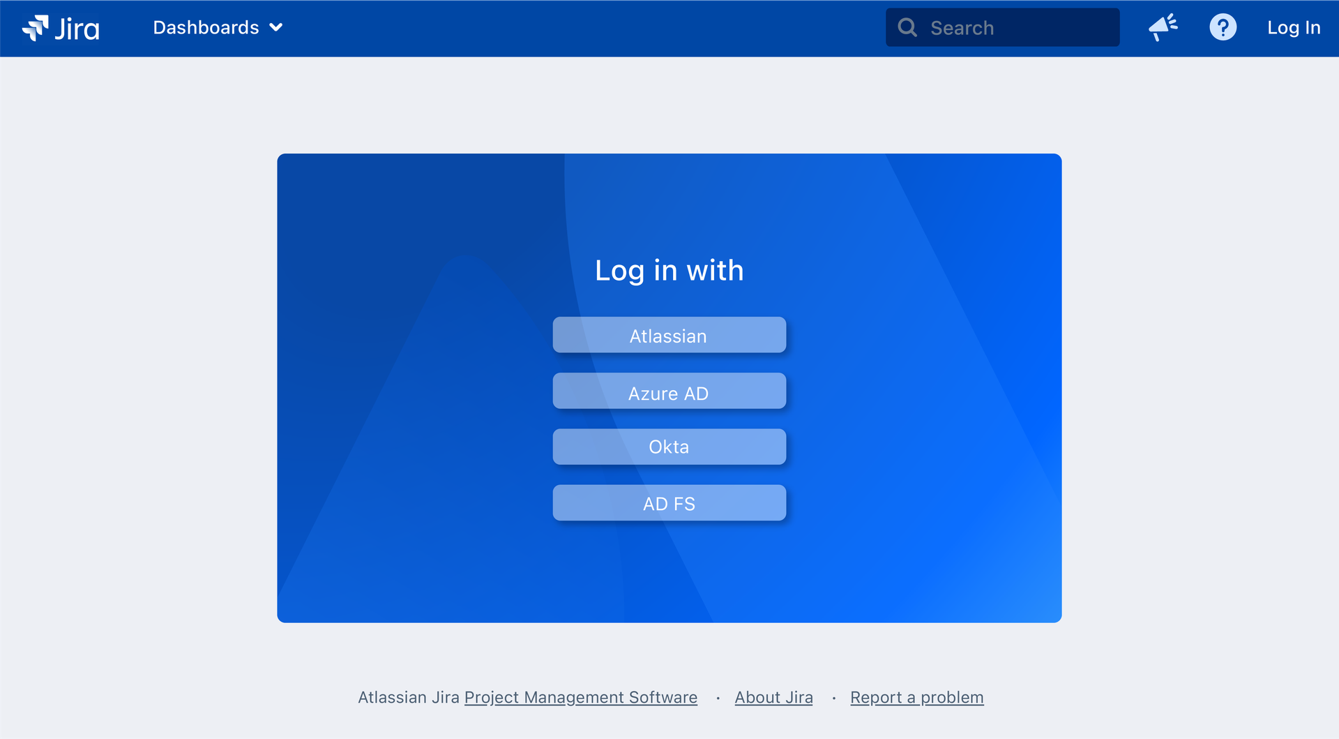 login page with the option to use an Atlassian cloud account as social login