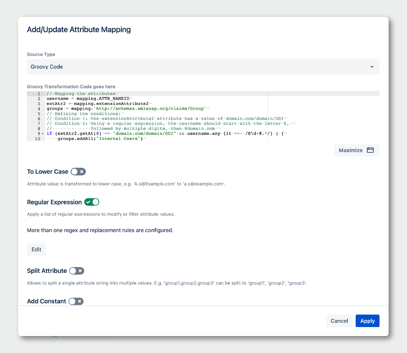 groovy script for group assignments with multiple conditions