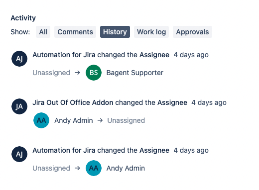 History of automation changes to issue assignments