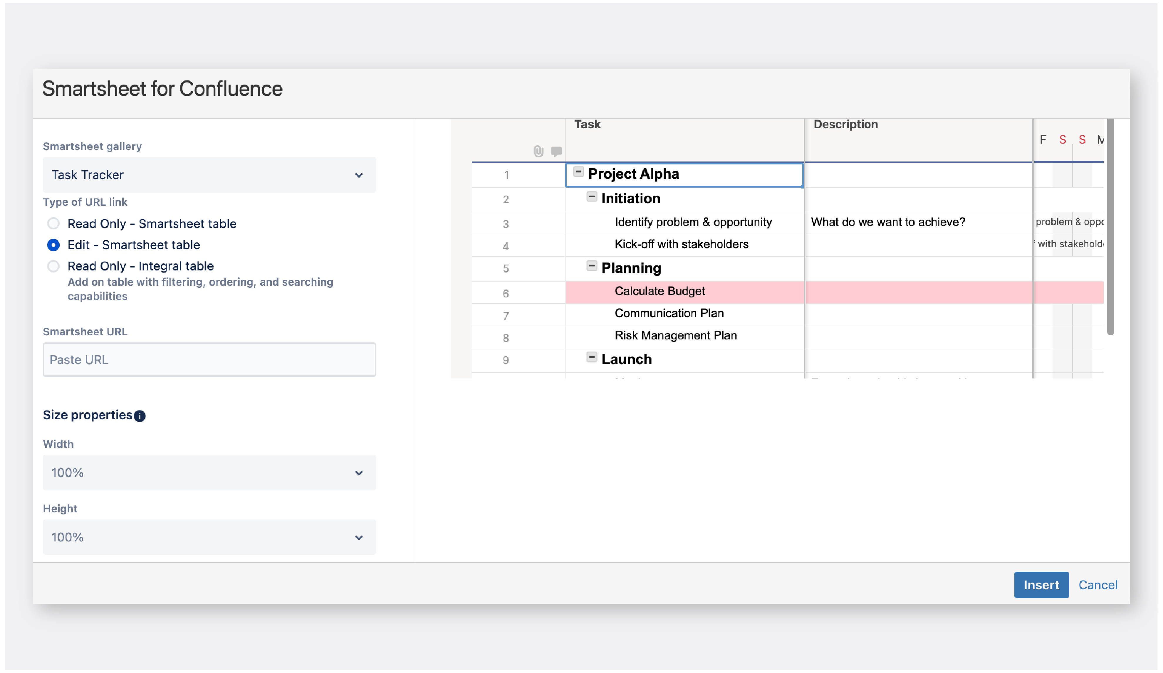 Define the sharing scopes and the sizing of your view