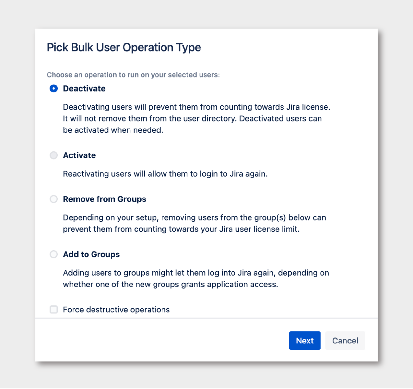 Bulk operation in User Deactivator to deactivate offboarded users