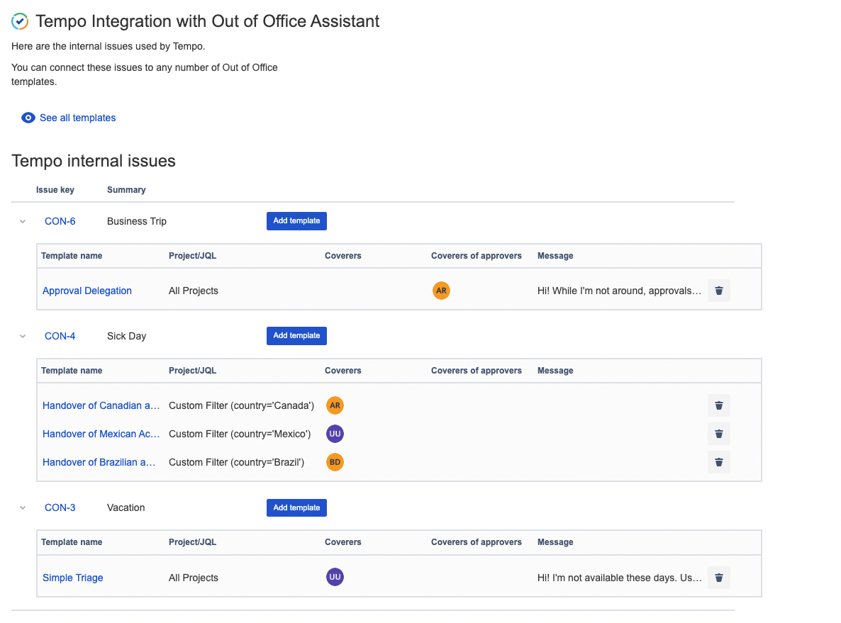 Complex mapping of Tempo Plans to Out of Office Rules