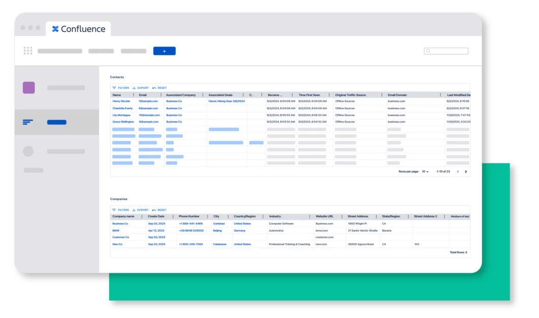 Seamlessly embed HubSpot into Confluence Cloud to ensure a single source of customer data across all systems