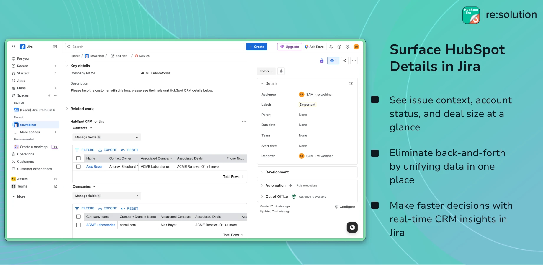 Jira to HubSpot Automation